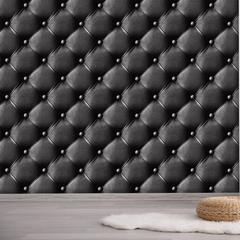 3D Black Luxury Imitate Soft Bag Wallpaper for Living Room Bedroom TV Background Faux Leather Wallpapers Home Decor Mural