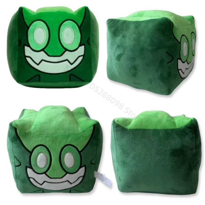 【In Stock】2026 New Game Geometry Dash Vortrox Plush Anime Green Square Plushie King Cube Plush Doll Collectible Gift For Fans