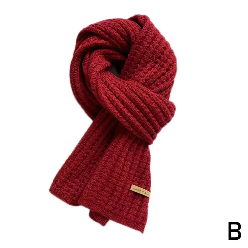 Korean Winter Thickened Thermal Knitted Scarf for Women Men Winter Ladies Shawl Elegant Warm Scarf Christmas New Year Gifts W9A9