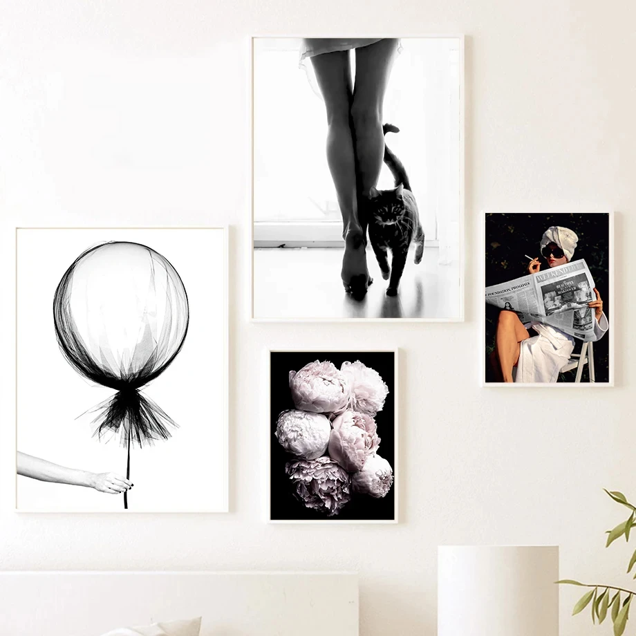 Sexy Fashion Beauty Pink Smoke Truck Balloon Pink High Heels Fashion Wall Art Canvas Painting Nordic Poster Room Decor