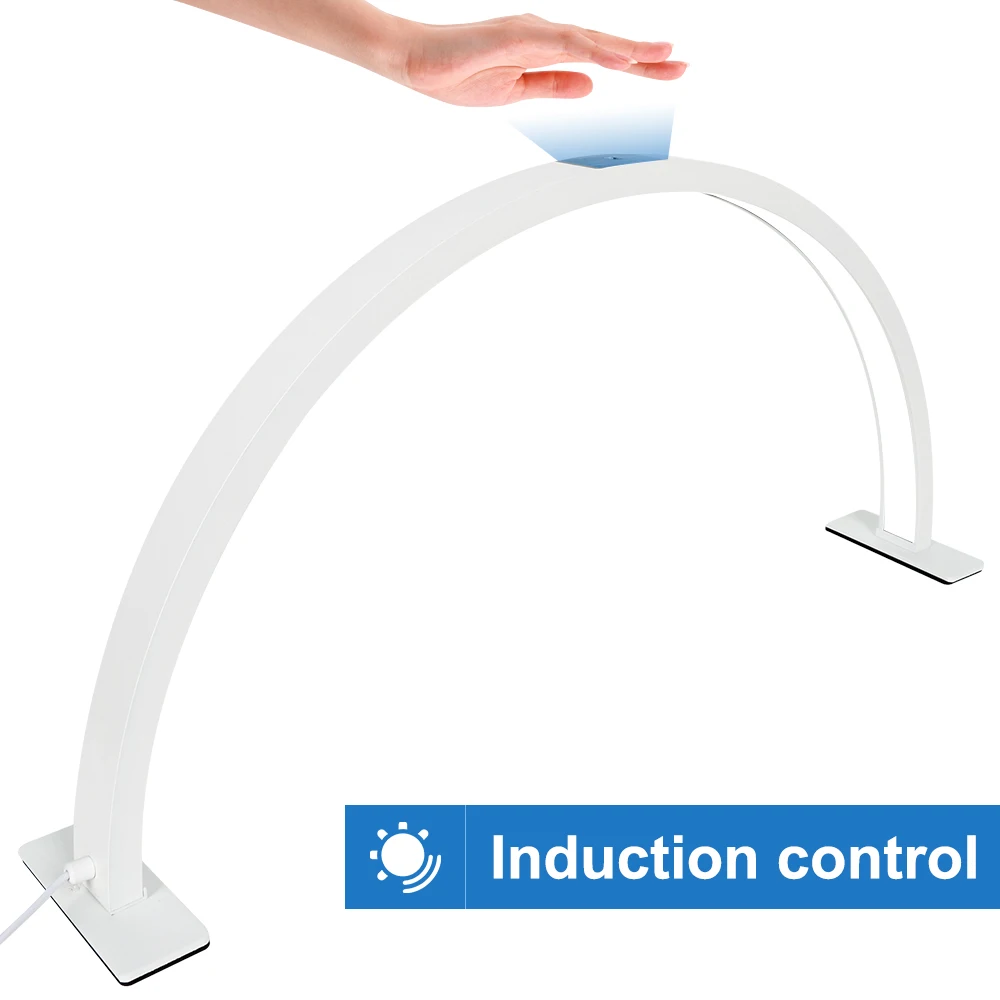 Lámpara de media luna para uñas, luz Led de escritorio para extensión de pestañas, tatuaje y cejas, 21,6/28 pulgadas