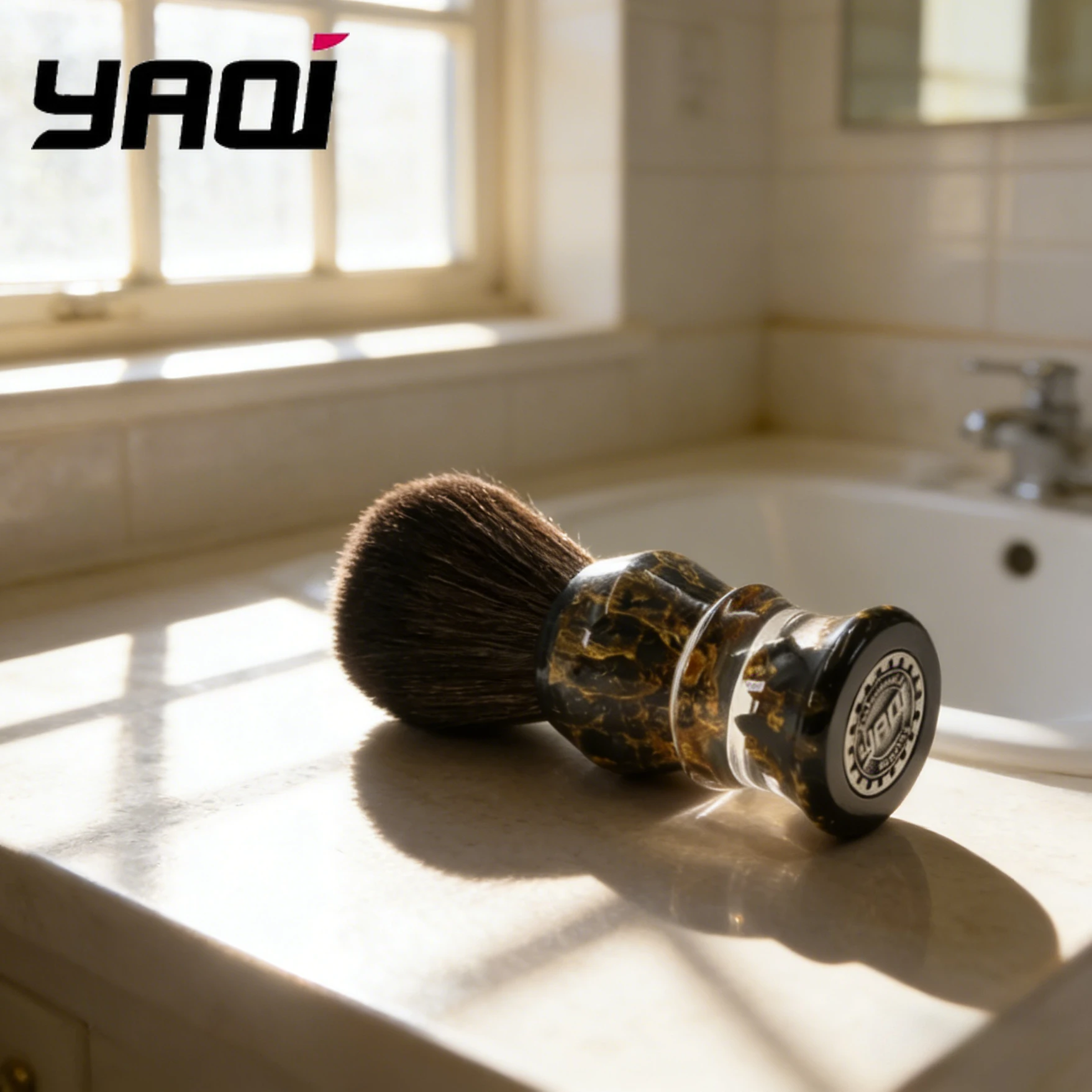 2026 Yaqi Deep Stones 24mm Men's Wet Shaving Brush Synthetic Hair Resin Handle New Popular Product
