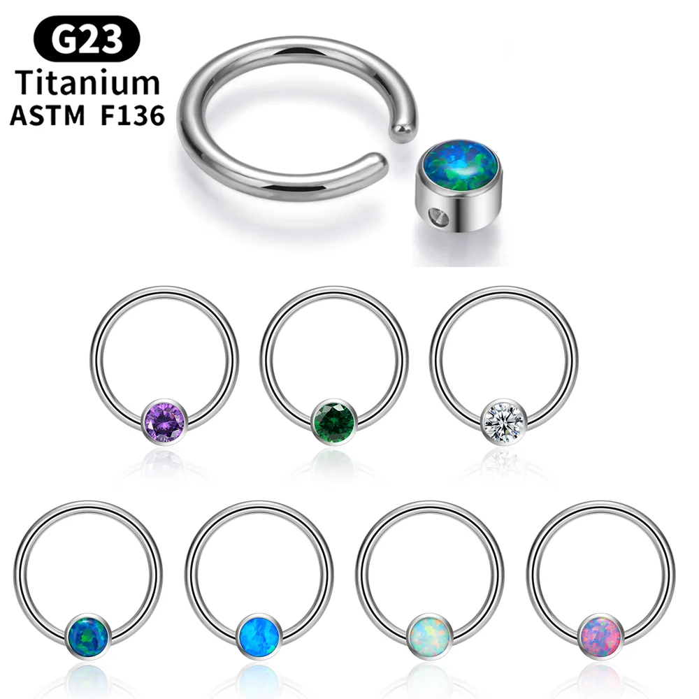 

G23 Titanium CBR Piercings Captive Bead Rings BCR Ball CZ Closure Nipple Nose Hoop Septum Rings Lip Eyebrow Earrings Jewelry