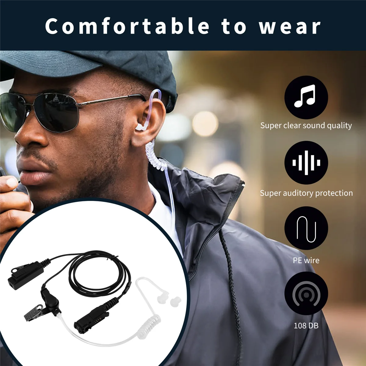 ABSQ-Walkie Talkie Air Acoustic Tube PPT Headset Earpiece for Motorola Xir P6600 P6620 XPR3300 XPR3500 MTP3250