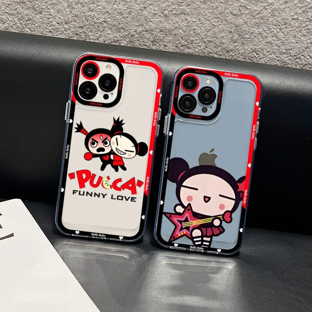 Custodia per telefono Cartoon Pucca Garu per iPhone 15 14 13 12 11 Pro Max XS X XR Mini Cover protettiva