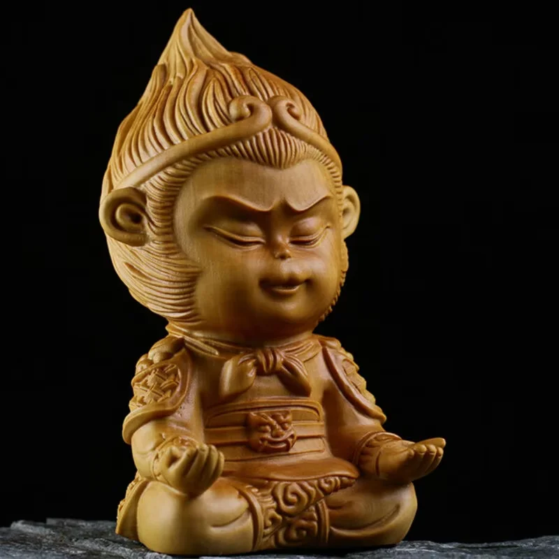 Boxwood Wood Carving Sun Wukong Monkey King Hand-Carved Sculpture Collection