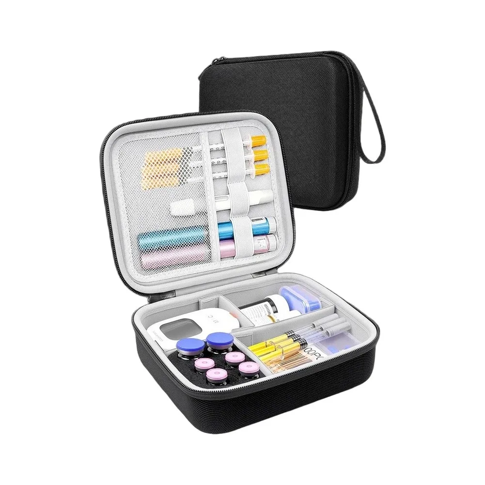 Travel Case for Diabetic Supplies Featuring Adjustable Dividers to Fit Insulin Pens Glucose Monitors and Testing Kits Securely