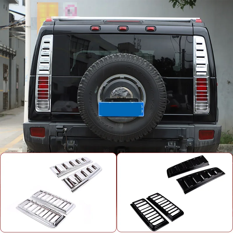 For HUMMER H2 2003-2009 ABS Silver Car Rear Bumper Tail Light Cover Trim Back Lamp Protection Frame For Auto Car Accessories