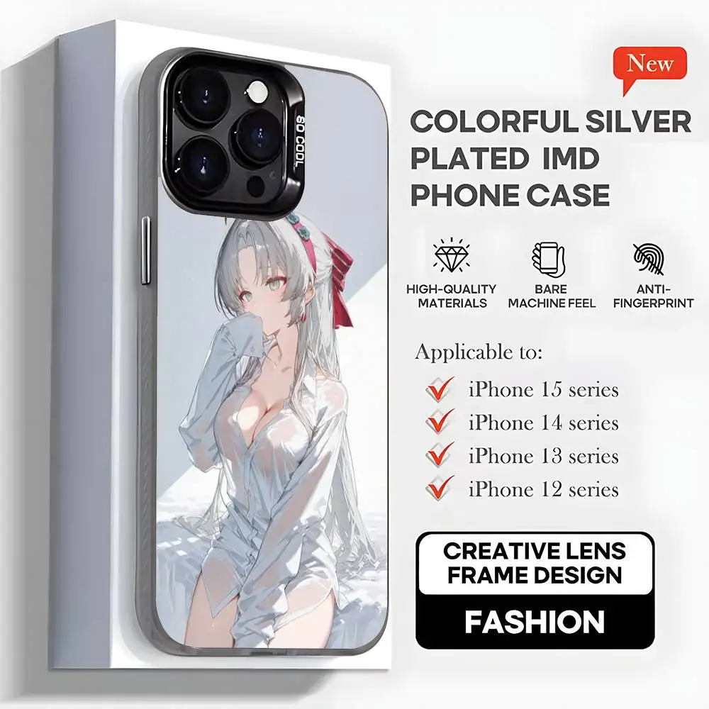 Casing Ponsel Carlotta W-Wuthering Waves yang Lucu Untuk iPhone 16,15,14,13,12,11,Mini,Pro,MAX,plus, Hitam Matte Tahan Banting