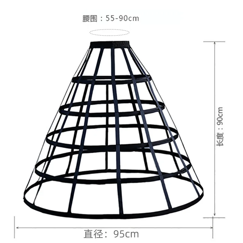 ロリータ-透かし彫りの鳥かごの形をしたスカート,5/5つのスパイクを備えたスカート,白と黒