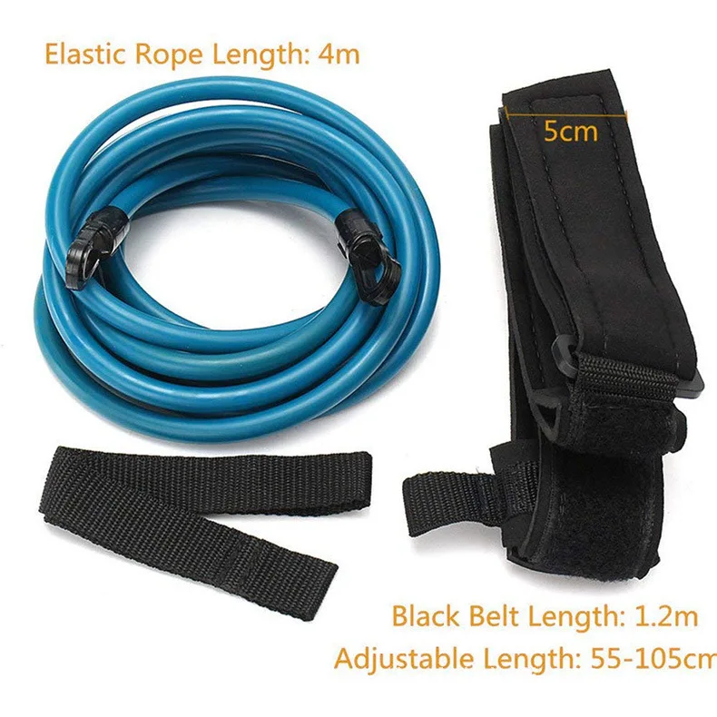 4m Adjustable Swim Training Resistance Elastic Belt Swimming Pool Exerciser Safety Rope Latex Tubes Swimming Training Rope