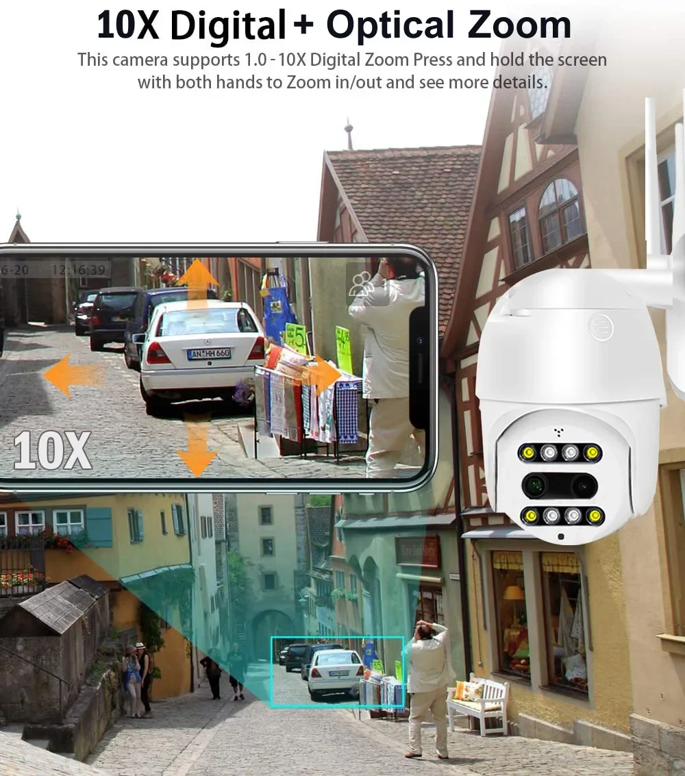 

Outdoor 360 PTZ IP Camera Security Surveillance WiFi Camera 1080P Binocular Motion Detection Waterproof CCTV Monitor Wi Fi Cam