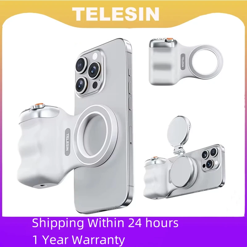 TELESIN Magnetic Phone Camera Shoot Hand Grip Phone Holder Shooting Aid Remote Control Handle for Iphone HUAWEI SAMSUNG Phone
