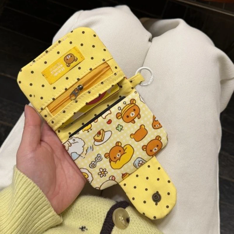 Hot Sale 1Pcs Student Key Bag Retro Cute Ins Style Little Fresh Cartoon Bear Coin Purse Short Coin Bag Card Bag Gift