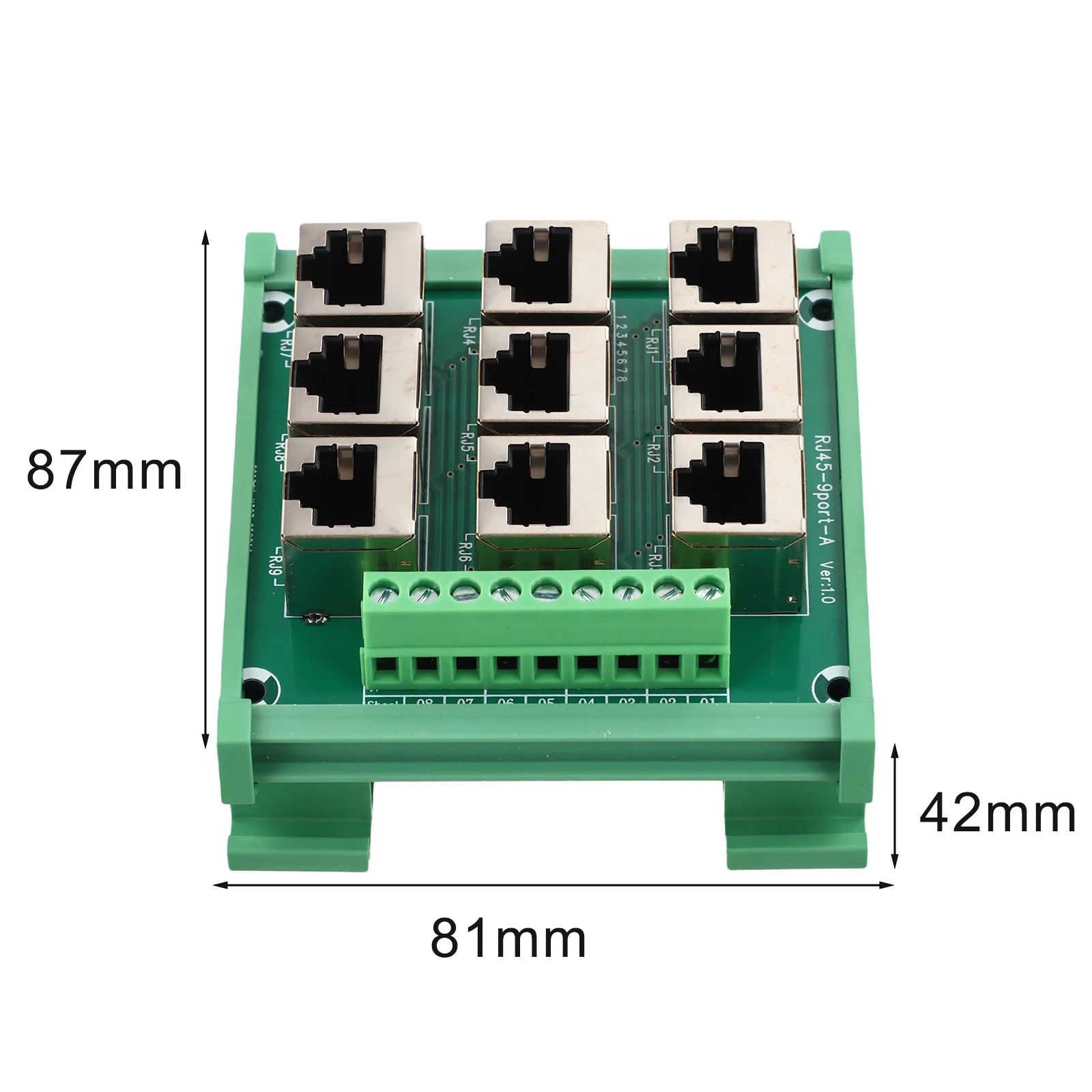 Wiring Terminal Adapter DIN for rail Mount 8P8C Connector for access Easy Installation Module Ethernet Port 81*87*42mm