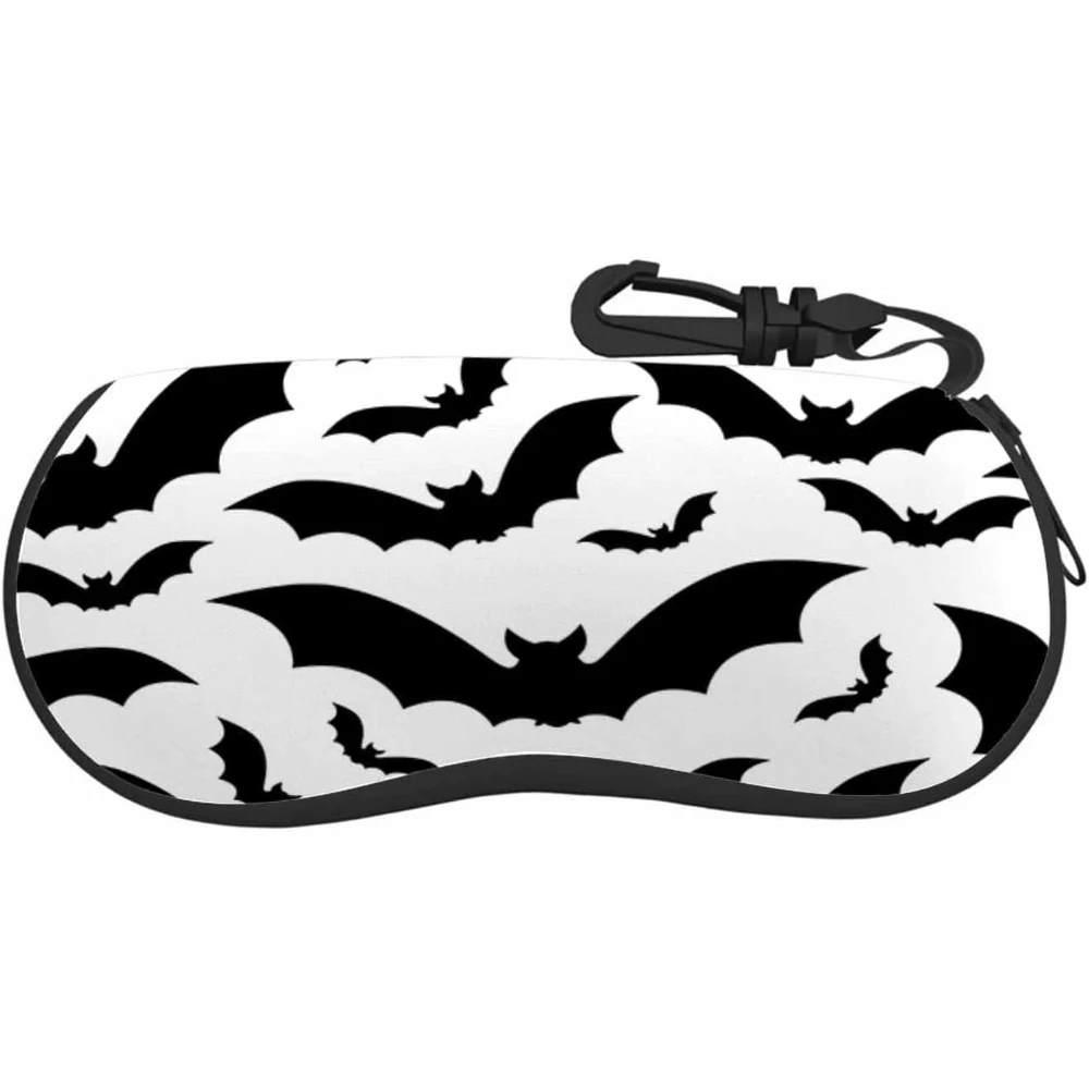 

Bats Eyeglasses Case Leopard Print Ultra Light Neoprene Sunglasses Case with Belt Clip,Soft Reading Glasses Case Women Men