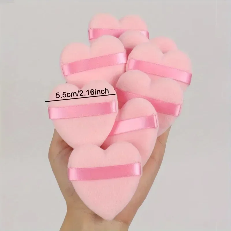 4/10Pcs Flocking Powder Puff Love Shape Powder Powder Powder Makeup Cotton Hand Hook Skin Friendly Soft Short Plush Honey Puff