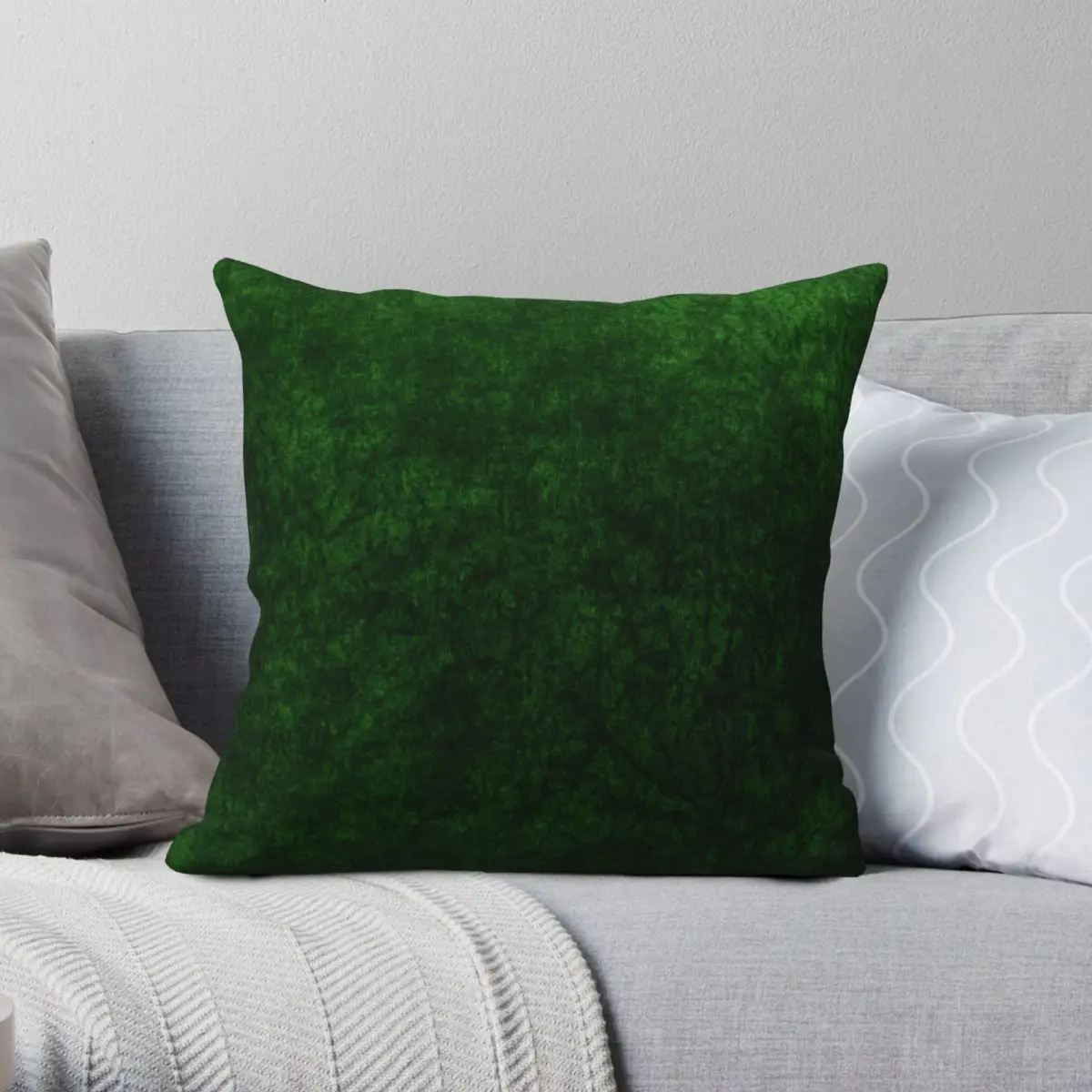 

Emerald Green Grass Texture Square Pillowcase Polyester Linen Velvet Pattern Zip Decor Pillow Case Sofa Cushion Cover 18"