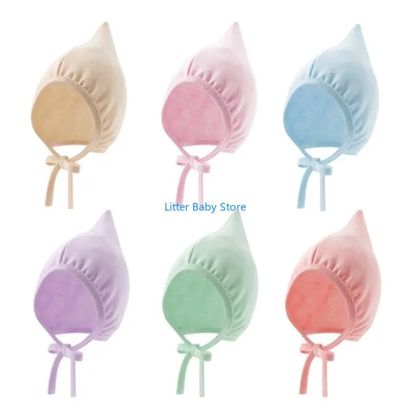 N80C Baby Fetal Hat Spring Autumn Ear Protections Caps for 0-12 Month Baby Fashionable Bonnet Hats Hospital Nursing Caps