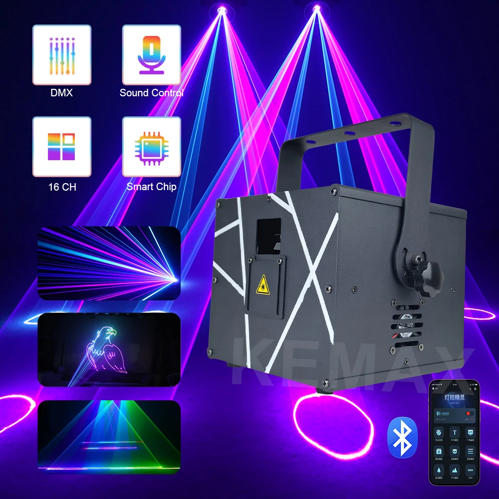 

Disco Laser Lights 3W 4W 5W DMX DJ Party RGB Stage Lighting 3D Animation Scanning Laser Projector for Nightclub Bar Wedding