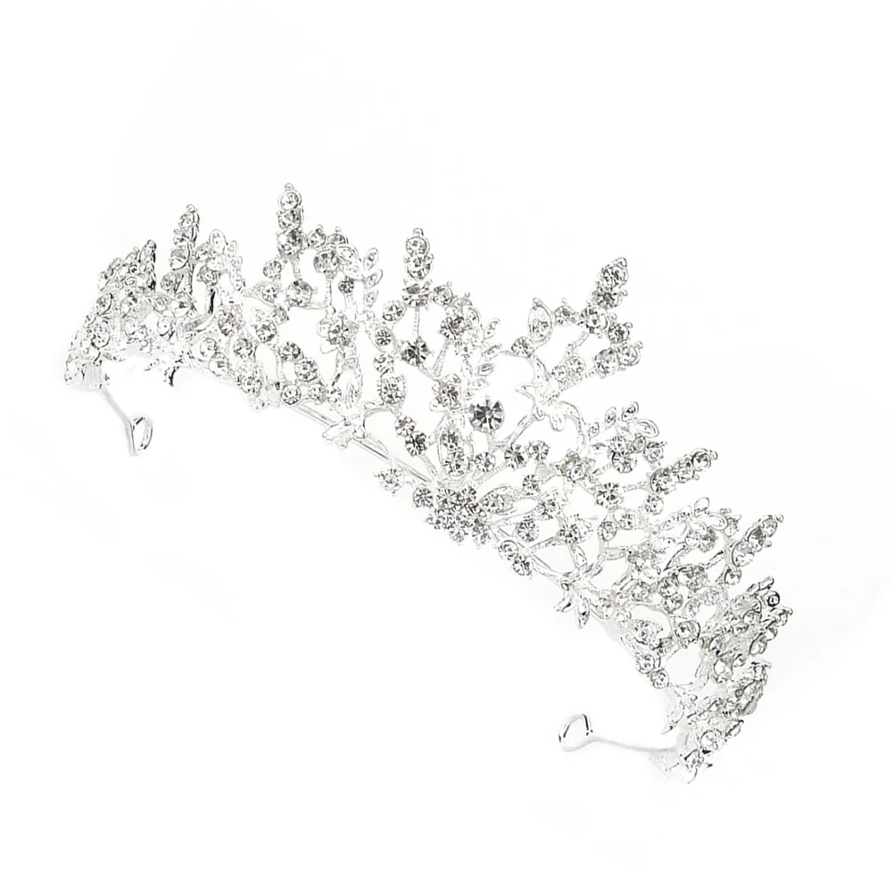 

1Pcs Rhinestone Hair Hoops Silver Alloy Crown Wedding Headband Bride Headwear Women Party Engagement Decoration