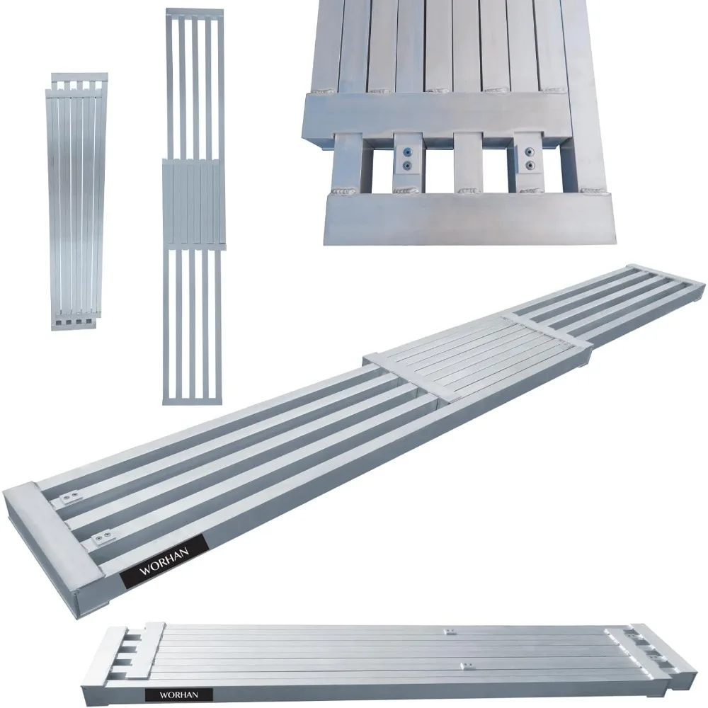 Aluminum Extension Plank 10 ft. 662 lbs Telescopic Platform Textured for Traction Surface Solid Wheelchair Passage with 3 Handle