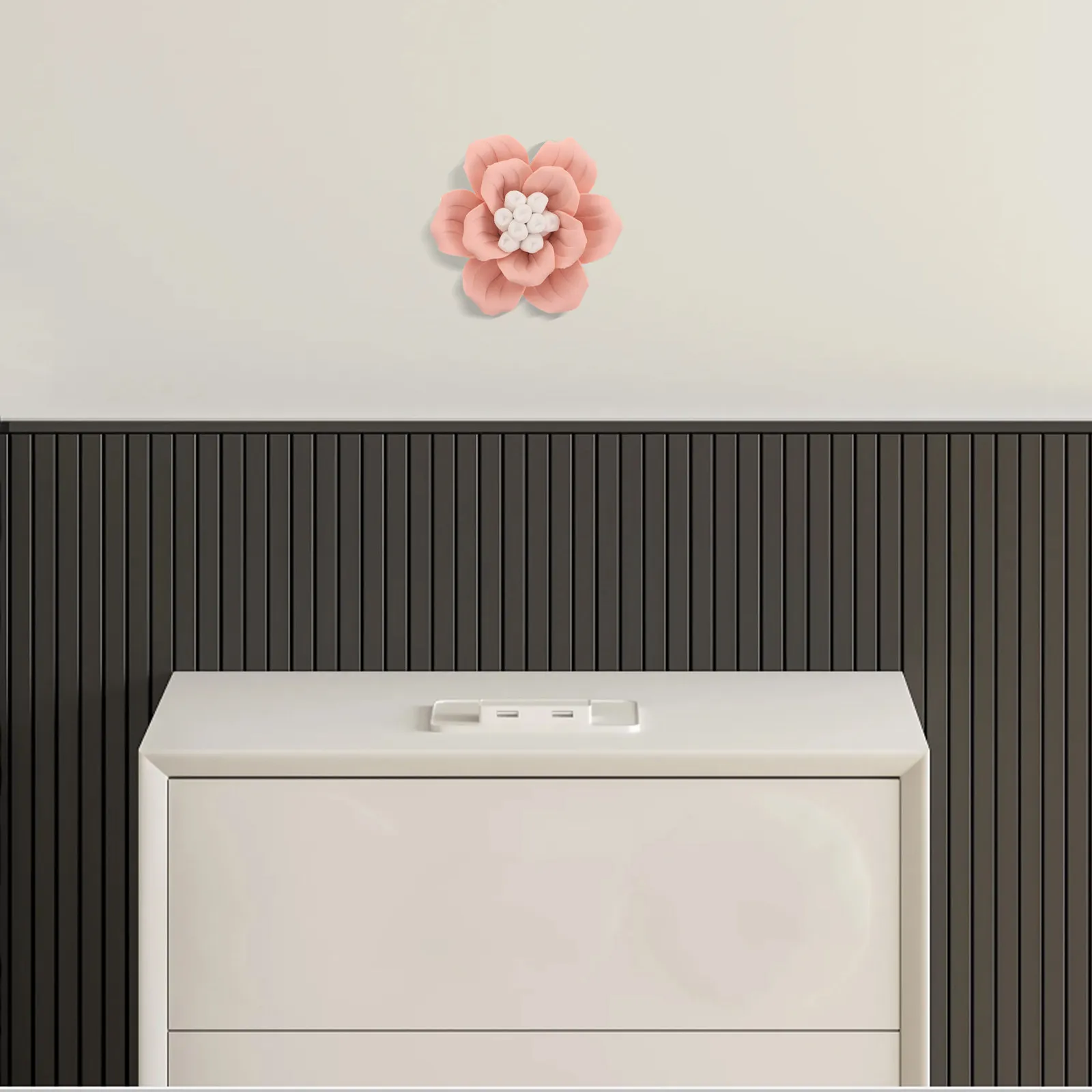 3 Inch Ceramic Flower Wall Art Hibiscus Porcelain Sculpture Bedroom Living Room Decorative Wall Flowers Ceramic