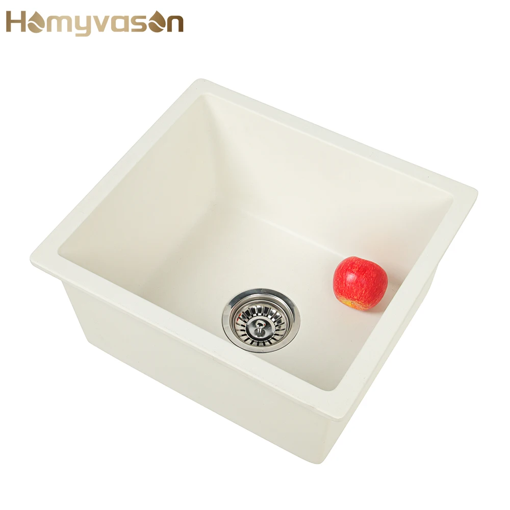 

Granite White Black Square Quartz Kitchen Sink With Drainboard Kitchen Sink Accessories