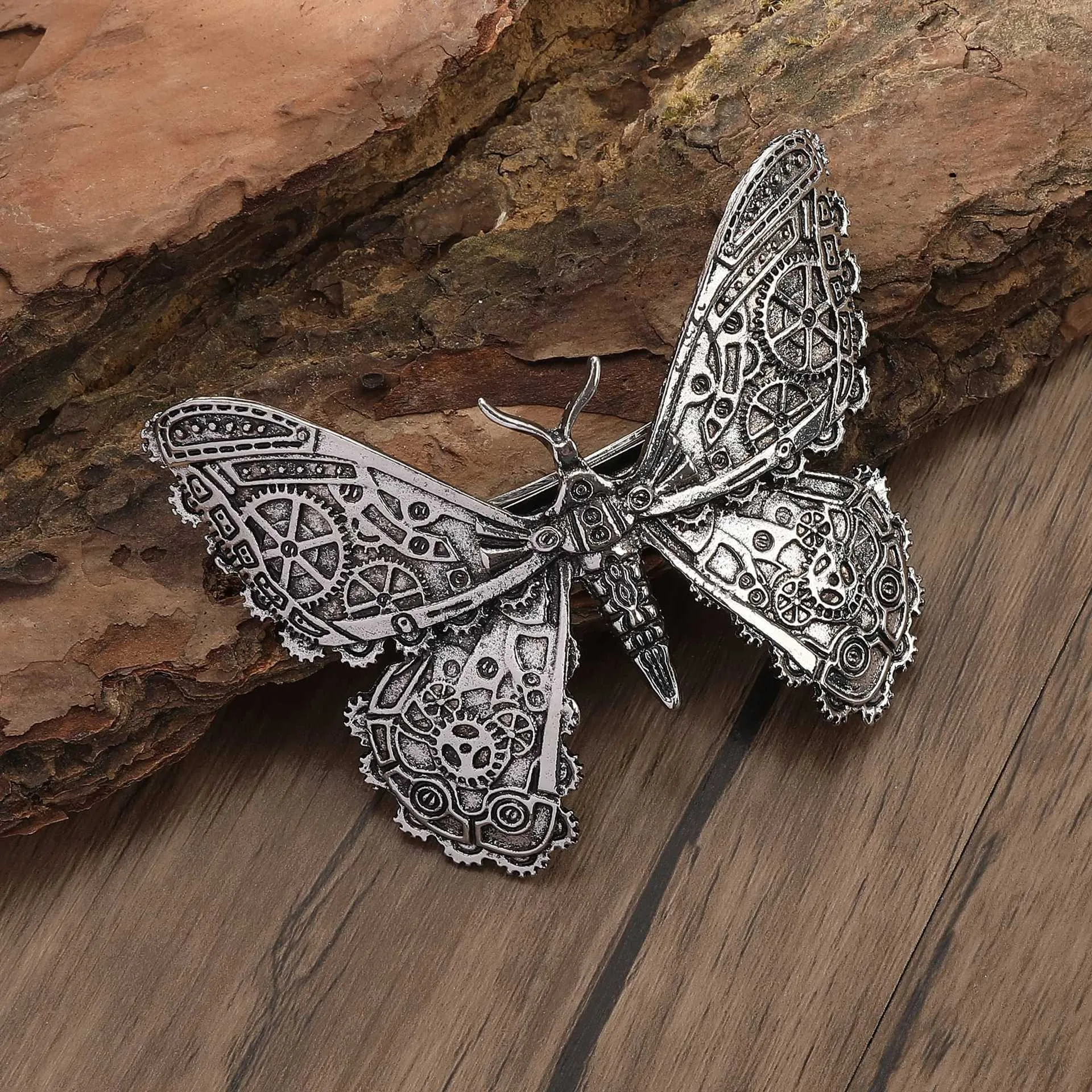 Steampunk Mechanical Moth Hair Clip Gear Carving Craftsmanship Hairstyle Embellishment Dark Steam Style Niche Technology Sense
