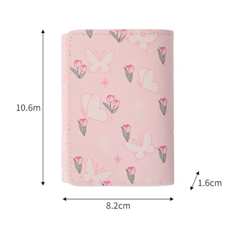 Bonito estilo coreano carteira feminina doce cor rosa floral arco bolsa cartão carteira para menina portátil viagem dinheiro moeda photocard saco
