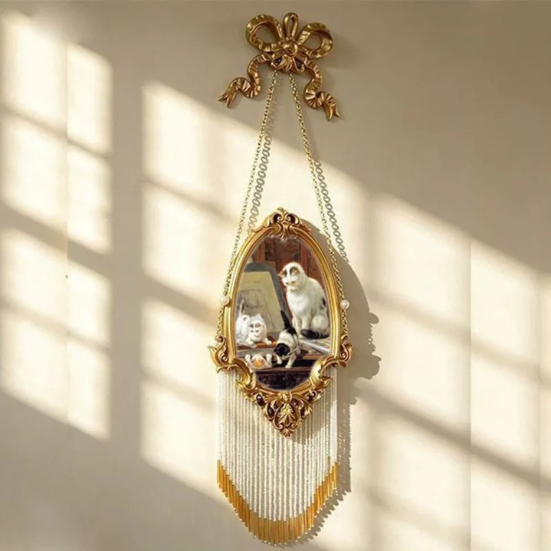 2026 New Vintage Wall Art Frame,Aged Tassel Oil Painting Hanging Ornament,Luxury Picture Frame for Indoor Background Wall Layout