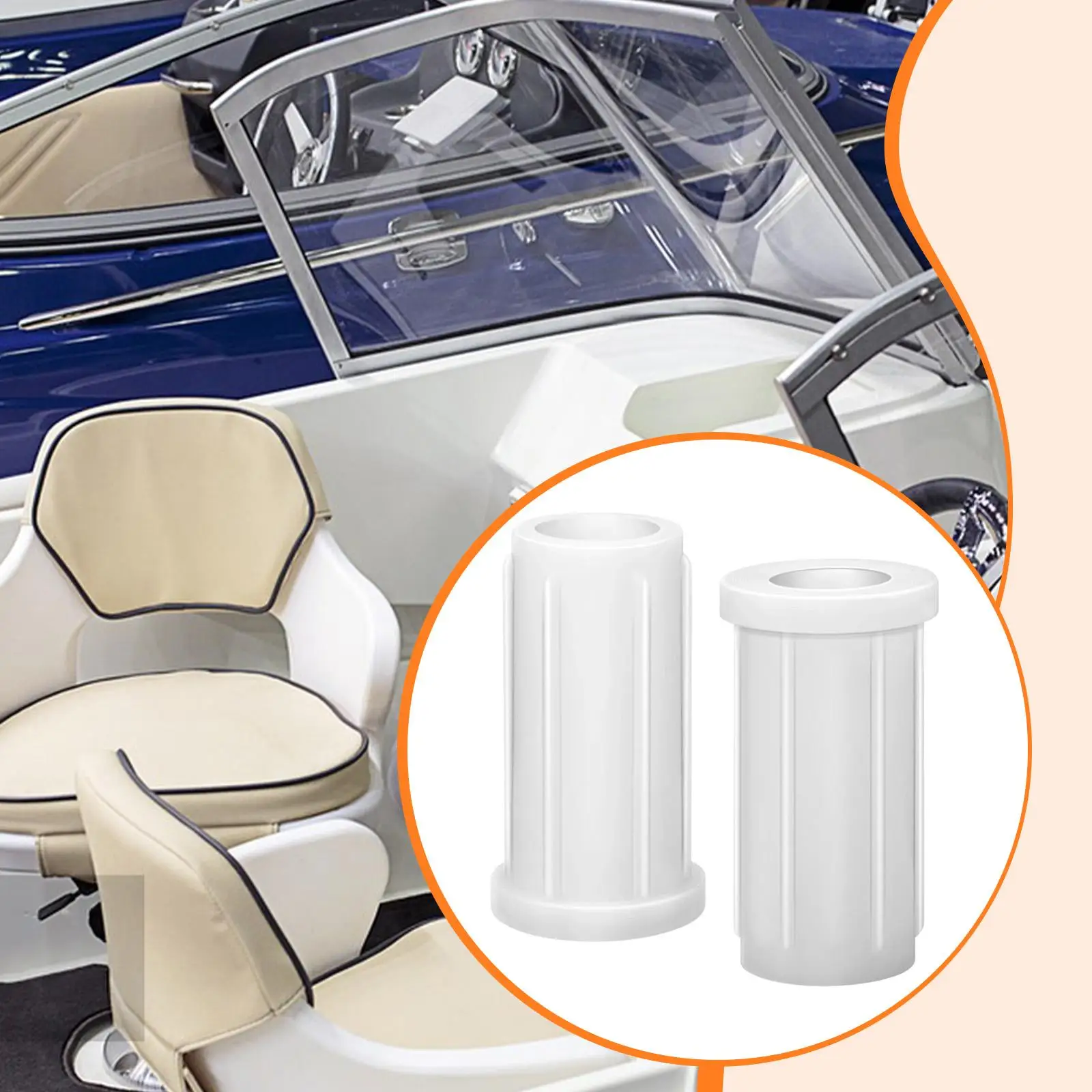 White Plastic Marine Seat Base Bushing Pedestal Support for 3 by 4 Inch Pin Boat Seats