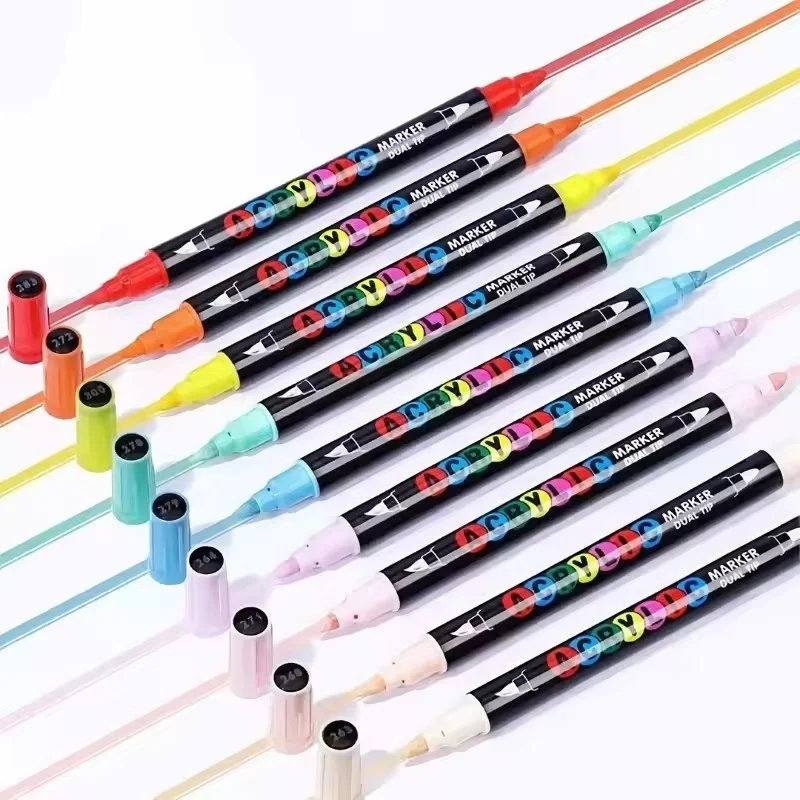 Rotulador acrílico de doble cabeza Guangna de 24/48 colores. Punta suave para pintar la piel, suministros de arte para artistas, perfecto para dar forma.