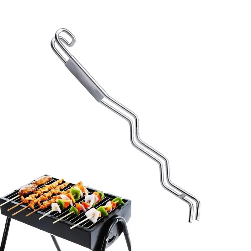 BBQ Fork Stainless Steel Cooking Fork with Hook Kitchen Gadget for Meat Barbecue Non-Slip Beef Fork for BBQ Picnic Kitchen Roast