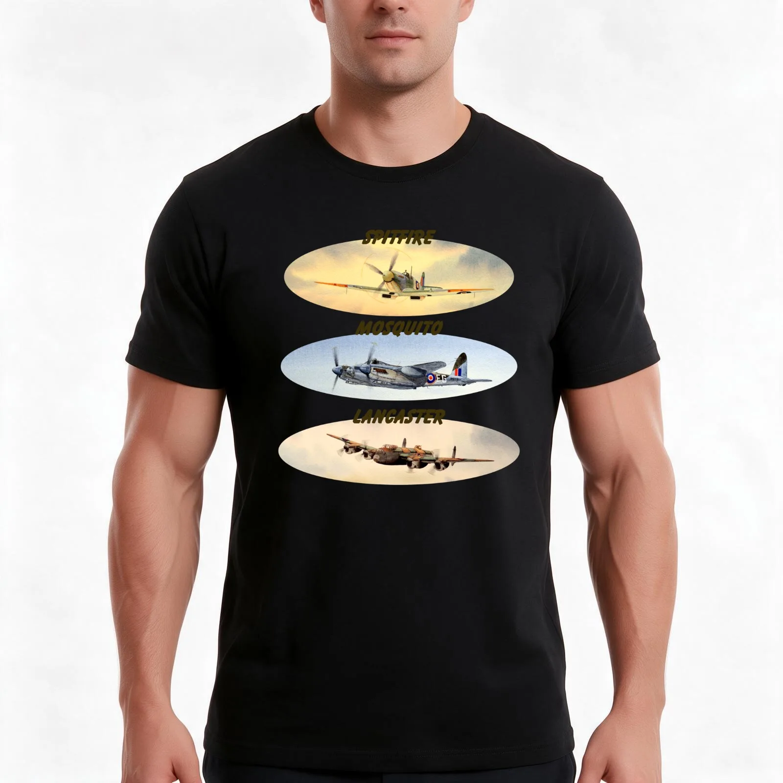 Spitfire Mosquito Lancaster Collages With Banners T-Shirt Summer Casual Cotton Tee Oversized Streetwear Tops Unisex Men Women