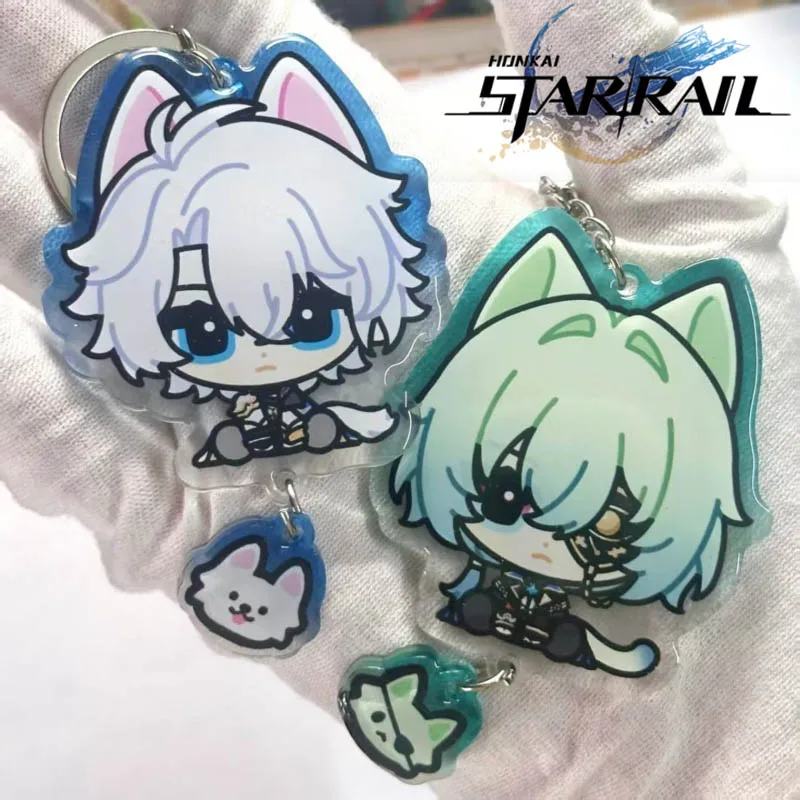 Game Honkai Star Rail Phainon Anaxa Cosplay Keychain Kawaii Acrylic Pendant Keyring Key Chain 2Pcs/Set Bag Accessories Prop Gift