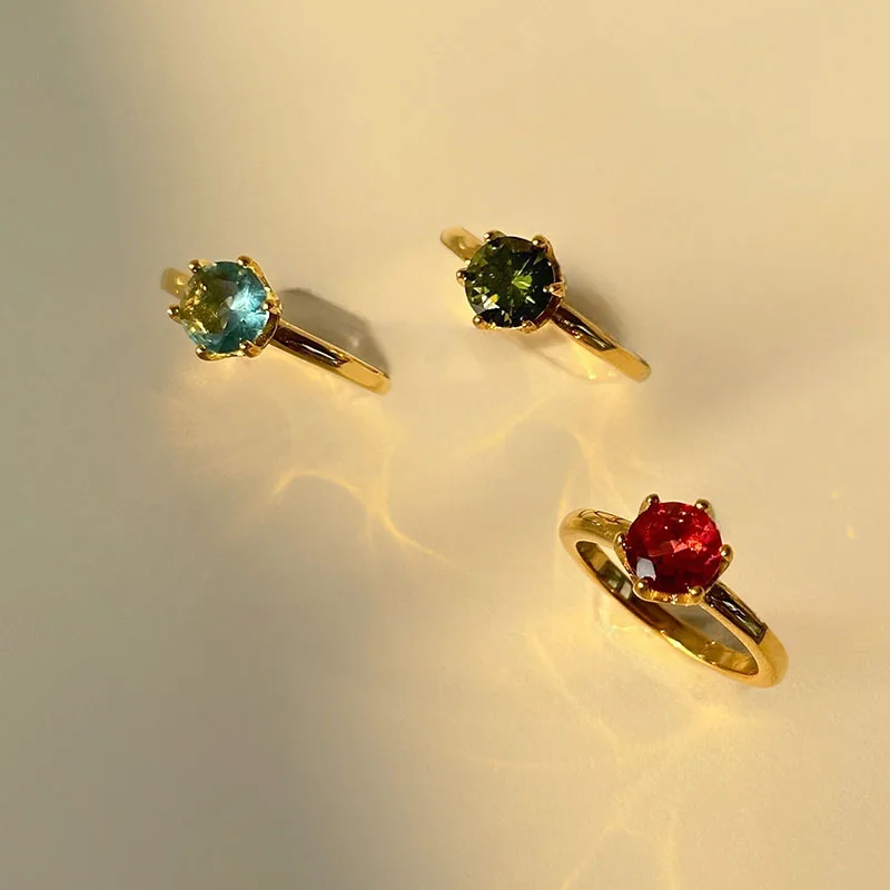 Colored gem stone rings stainless steel rings for women minimalist dainty stainless steel jewelry new in 2024 waterproof