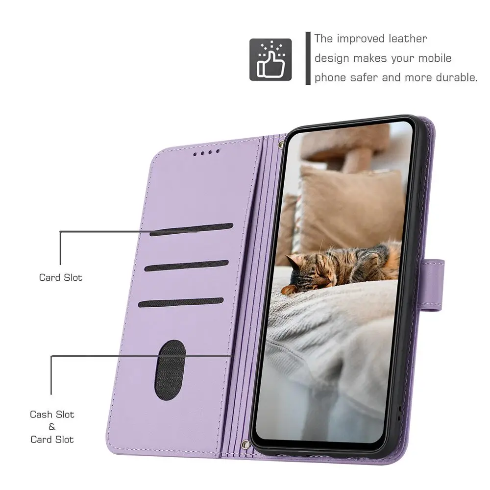 Strap Leather Phone Case for Funda Samsung Galaxy S25 S24 Ultra S23 FE S22 S21 Plus 5G S10 S8 S9  Cases 3D Cat Wallet Flip Cover