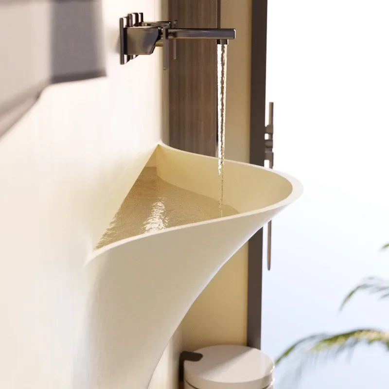 

Built-in curved line wash basin
