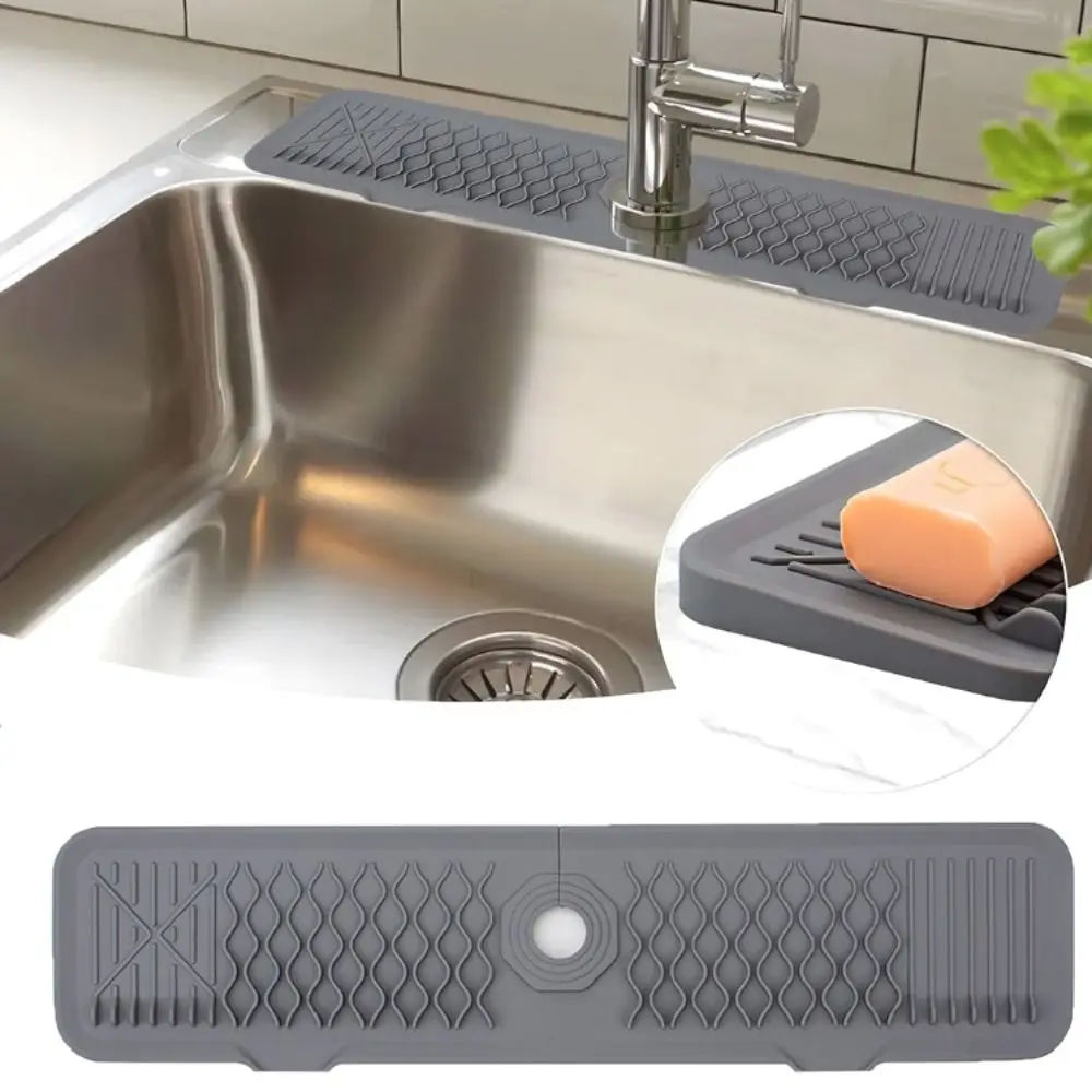 Pelindung Keran Silikon Desain Miring Alas Pengering Wastafel yang Dapat Diperpanjang Pelindung Wastafel Lipat Lembut untuk Toilet Umum