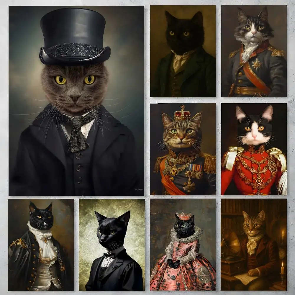 Vintage Renaissance Cat Poster High-definition posters, wall art for living room and home decor.