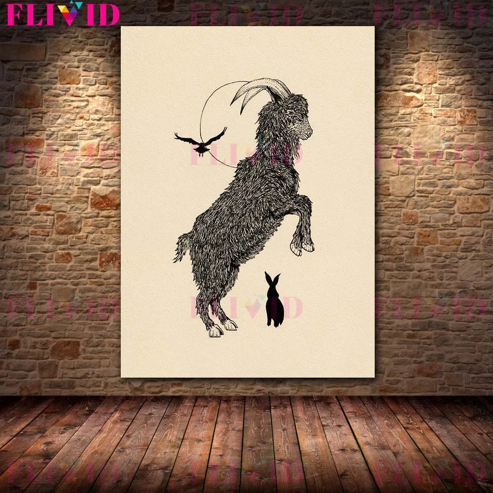 Classic Horror Gallery The Witch Wall Art Canvas Painting Dracula,Black Phillip,Owl Witch Mystical Pagan Witchcraft Poster Print
