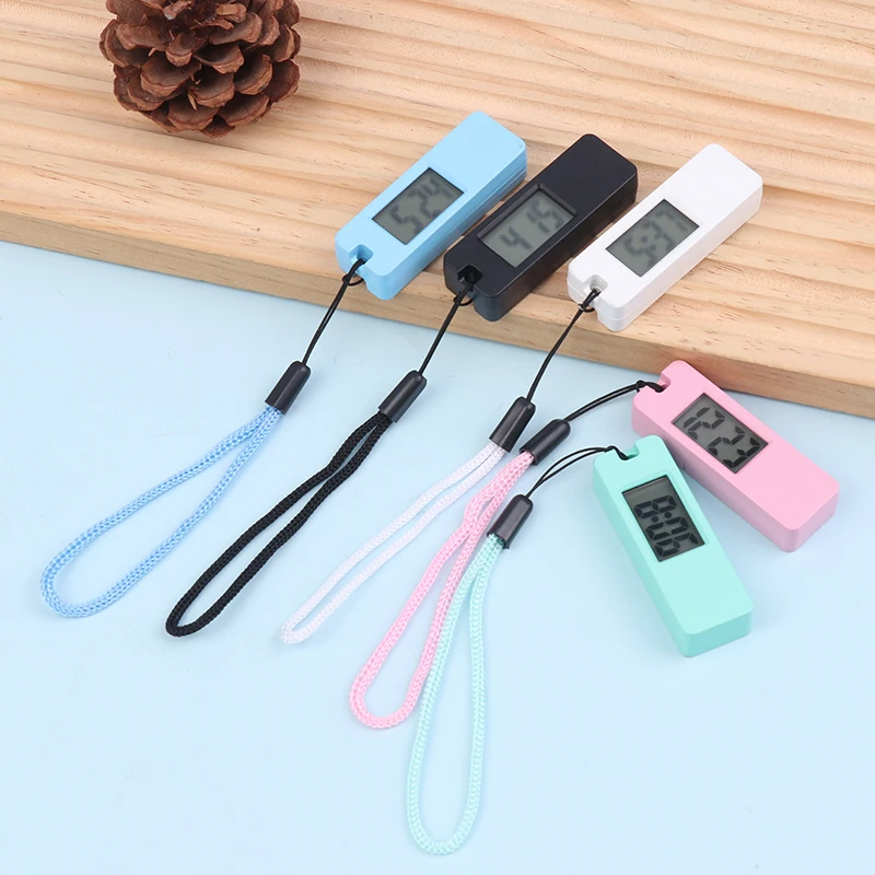 1Pc 発光 LED キーホルダー懐中時計ミニサイレント LCD デジタルディスプレイ電子時計ポータブル学生試験旅行ポケットウォッチ