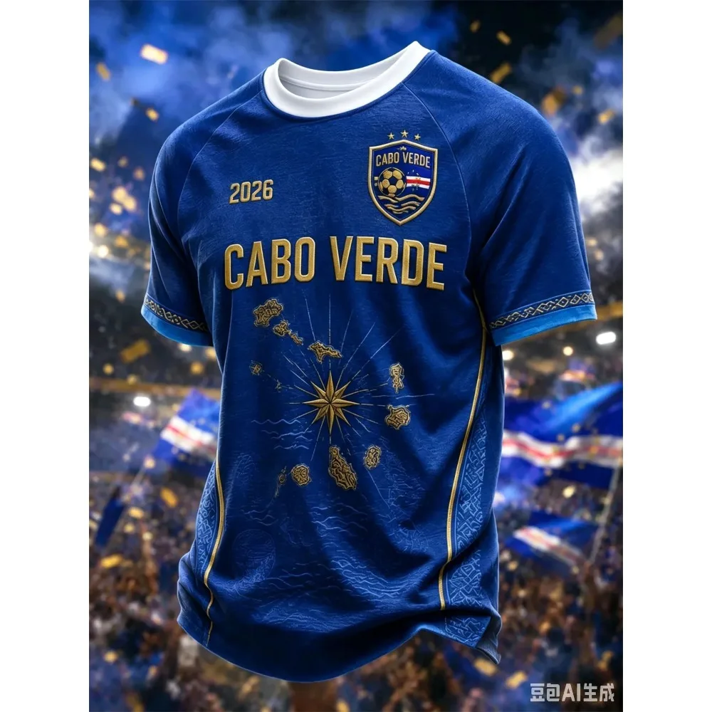 Summer Cabo Verde National Flag Clothing Map Men 3D Print Quick Dry Soccer Fan Casual Sports Short Sleeve Jersey Top Tees