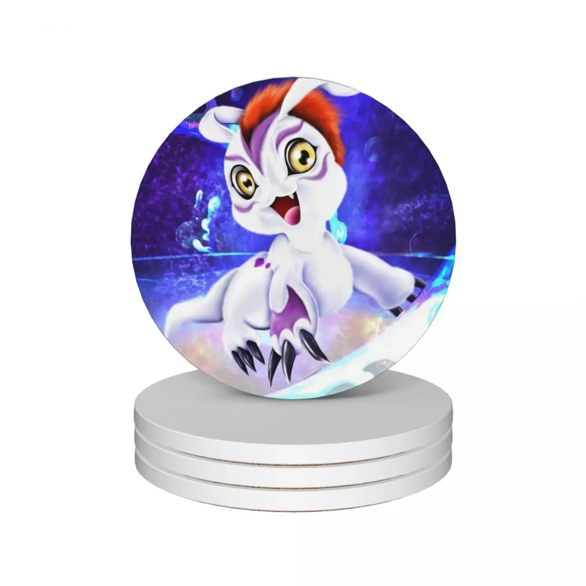 

Gomamon digivolving Ceramic Coasters (Set of 4) for drinks aesthetic for the kitchen accessories mat for dishes Coasters