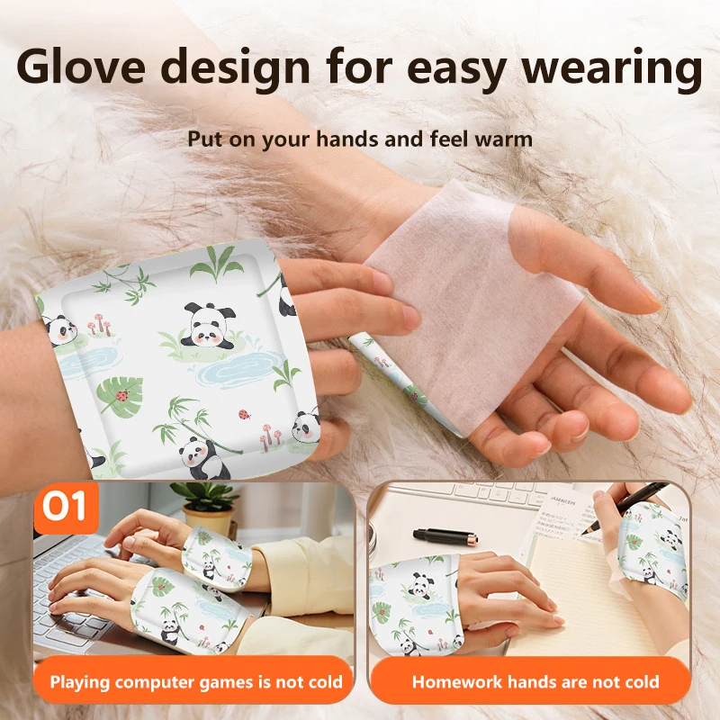 5Pairs Winter Panda Wearable Disposable Hand Foot Heating Paste Self-heating Cold-proof Winter Warm Paste Heat Packs Warmer