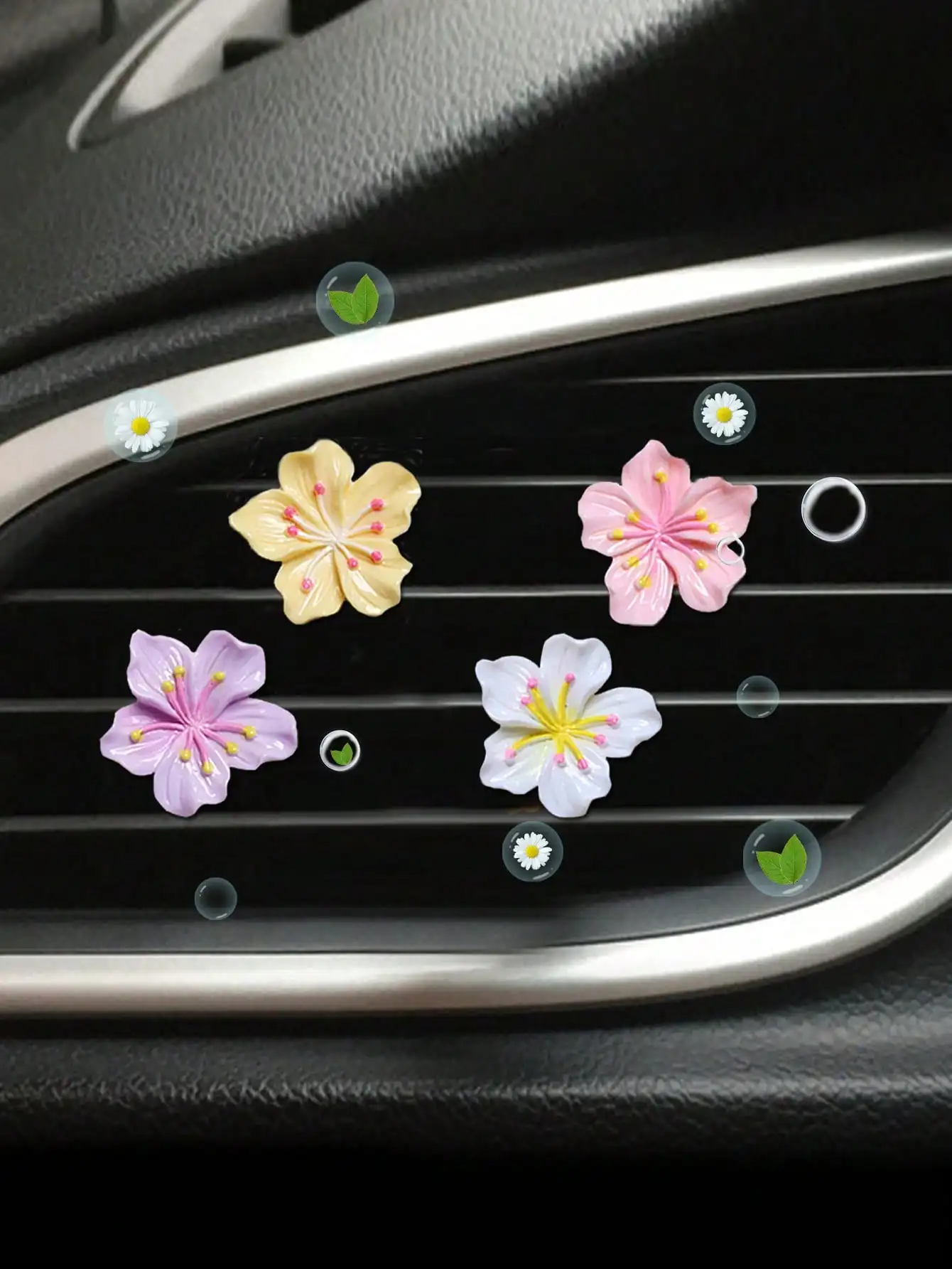 2-Piece Set of Bright Peach Blossom Cherry Blossom Car Air Freshener with Fresh Color