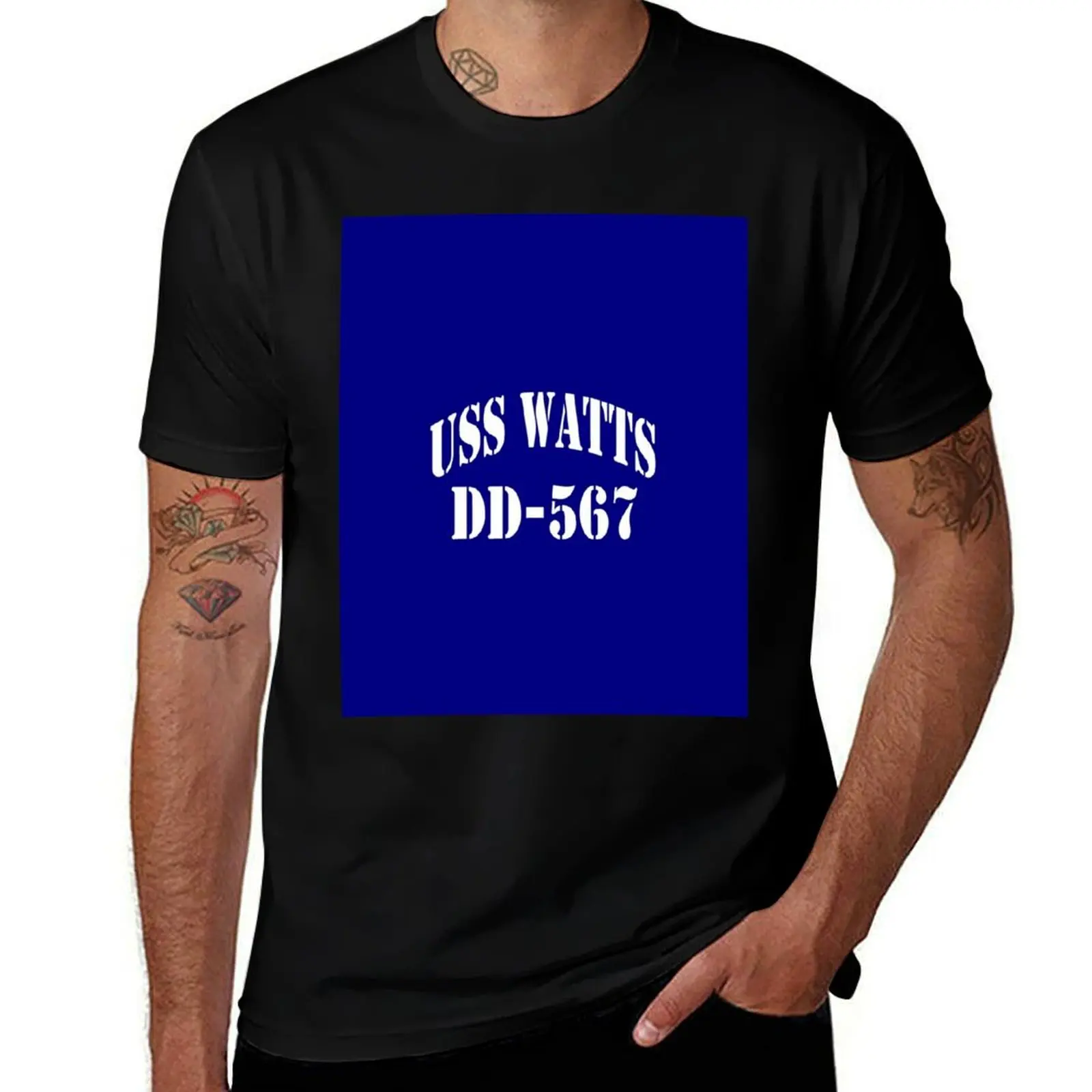 USS WATTS (DD-567) SHIP'S STORE T-Shirt cotton t shirt pack T-Shirt