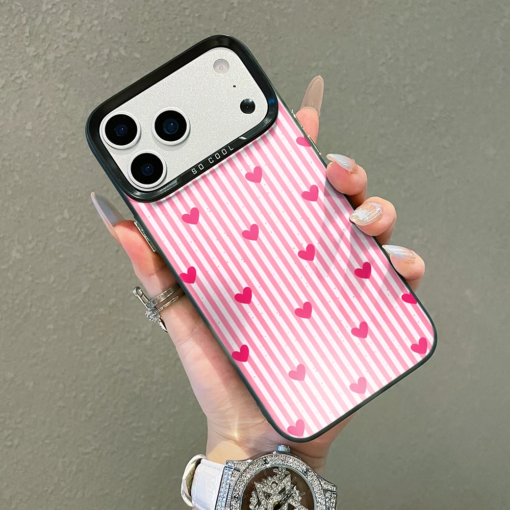 Gestreifte Herzen Luxus-Hülle für iPhone 17 15 16 14 Pro Max Case Plus für iPhone 13 11 12 ProMax XS XR XS 7 8 Plus 16E INS Hüllen – Detail 9