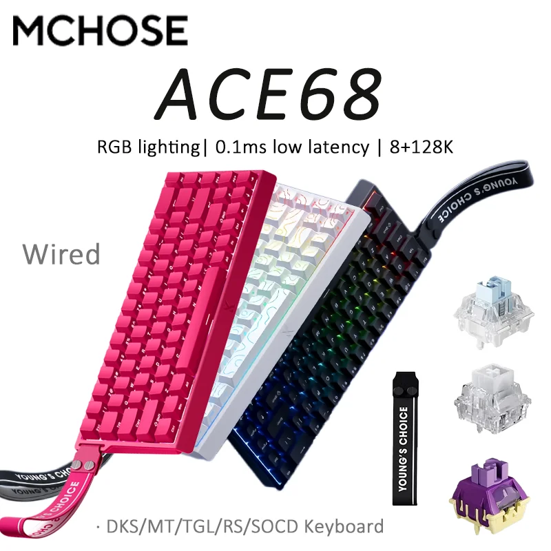 

MCHOSE Ace 68 Mechanical Esports Keyboard 8K Gaming Desktop Laptop Computer Customization RGB hot-swapping Magnetic Axis